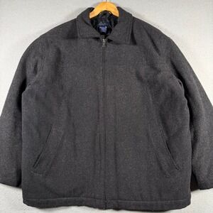 Vintage GAP Mens XL Charcoal Gray Recycled Wool‎ Blend Full Zip Quilted Jacket